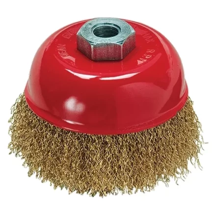 Щетка для УШМ, 100 мм, М14, &quot;чашка&quot;, латунированная витая проволока  MATRIX 74605 купить в Сургуте