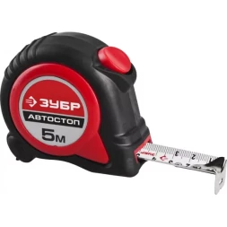 Рулетка ЗУБР "МАСТЕР", двухкомпонентный корпус, автостоп, 5м/25мм 34052-05-25