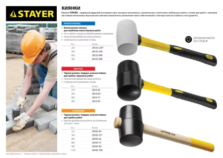 Киянка STAYER &quot;PROFESSIONAL&quot; резиновая ЧЕРНАЯ, с фиберглассовой ручкой 2054-40 купить в Сургуте