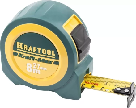 Рулетка KRAFTOOL &quot;Kraft-Max&quot;, длинный вылет, нейлон покрытие, упрочненный двухкомп корпус, 8м/27мм 34127-08-27 купить в Сургуте