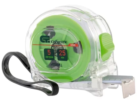 Рулетка Кварц, прозрачный корпус, амортизатор, 10 м х 25 мм  СИБРТЕХ 32524 купить в Сургуте
