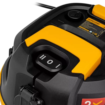 Пылесос строительный Denzel 28203 RVC30, 1400 Вт, бак 30 л, шланг 3 м, розетка с автосинхр. купить в Сургуте