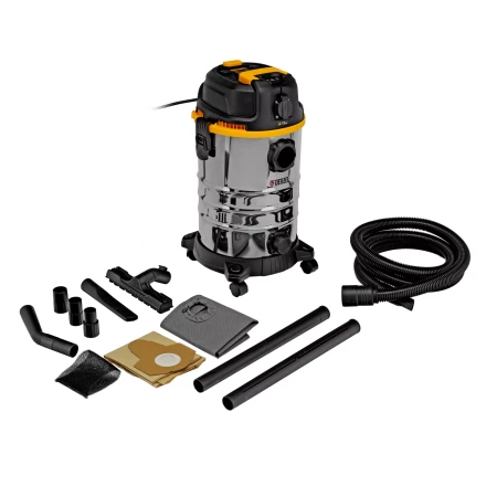 Пылесос строительный Denzel 28203 RVC30, 1400 Вт, бак 30 л, шланг 3 м, розетка с автосинхр. купить в Сургуте