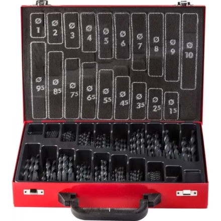 Набор ЗУБР &quot;ТЕХНИК&quot;: Свёрла по металлу парооксидированных, быстрорежущая сталь, в мет. боксе, 1-10мм, шаг-0,5, 170 предм. 4-29605-H170-M купить в Сургуте