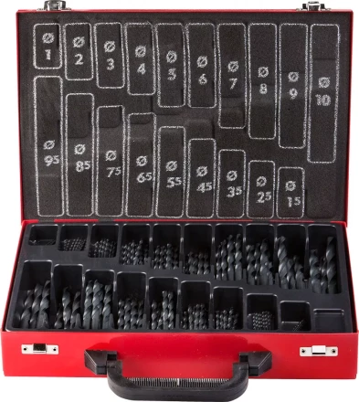 Набор ЗУБР &quot;ТЕХНИК&quot;: Свёрла по металлу парооксидированных, быстрорежущая сталь, в мет. боксе, 1-10мм, шаг-0,5, 170 предм. 4-29605-H170-M купить в Сургуте