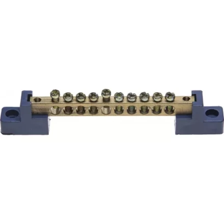 Шина СВЕТОЗАР нулевая на 2-х угловых изоляторах, макс. ток 100А, 5,2мм, 10 полюсов 49808-10 купить в Сургуте