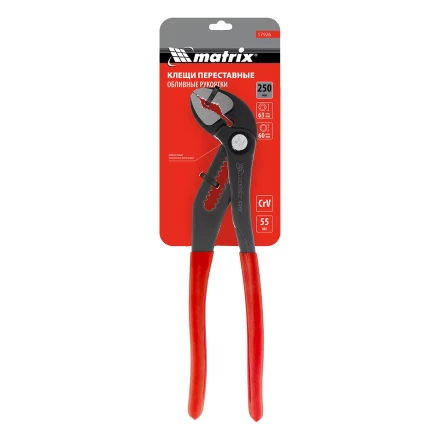 Клещи переставные 250 мм Matrix, кнопочный механизм, хром-ванадий, обливные рукоятки 17926 купить в Сургуте