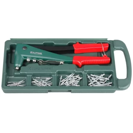 Заклепочник, KRAFTOOL &quot;NX-3&quot; 31170-H6, литой корпус, d=2,4-4,8 мм - Al и сталь; d=2,4-4,0 - нерж сталь, в боксе, с набором заклепок 31170-H6 купить в Сургуте