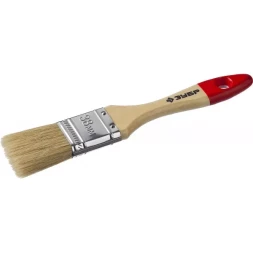 Кисть плоская ЗУБР "УНИВЕРСАЛ-МАСТЕР", натуральная щетина, деревянная ручка, 38мм 4-01003-038