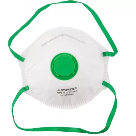 Полумаска фильтрующая STAYER &quot;PROFI&quot; коническая, с клапаном, многослойная, класс защиты FFP2 11110-2 купить в Сургуте