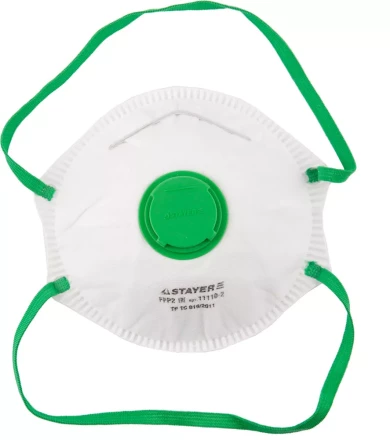 Полумаска фильтрующая STAYER &quot;PROFI&quot; коническая, с клапаном, многослойная, класс защиты FFP2 11110-2 купить в Сургуте