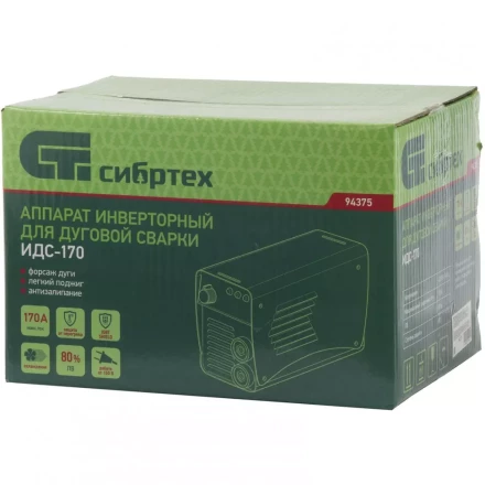 Аппарат инверторный дуговой сварки СИБРТЕХ ИДС-170 94375 купить в Сургуте