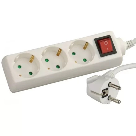 Удлинитель СВЕТОЗАР электрический с заземлением, выключателем, евро, с защитными шторками, 3 гнезда, 2м SV-55035-2 купить в Сургуте
