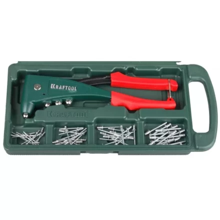 Заклепочник, KRAFTOOL &quot;NX-5&quot; 31173-H6, усиленный литой к d=2,4-4,8 мм - Al и сталь, d=2,4-4,0 - нерж сталь, в боксе, с набором заклепок 31173-H6 купить в Сургуте