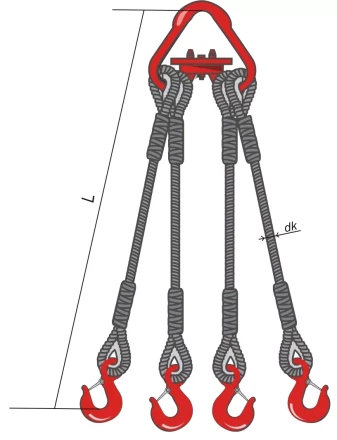 Строп канатный четырехветвевой 4СК 16 т L=6 м кч Гост заплет на станке купить в Сургуте