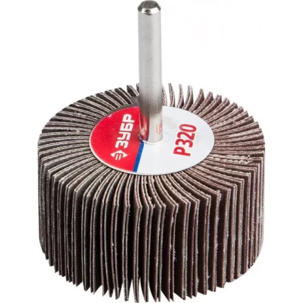 Круг шлифовальный ЗУБР &quot;МАСТЕР&quot; веерный лепестковый, на шпильке, тип КЛО, зерно-электрокорунд нормальный, P320, 30х60мм 36602-320 купить в Сургуте