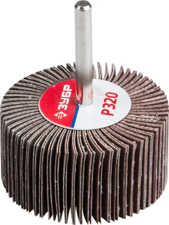 Круг шлифовальный ЗУБР &quot;МАСТЕР&quot; веерный лепестковый, на шпильке, тип КЛО, зерно-электрокорунд нормальный, P320, 30х60мм 36602-320 купить в Сургуте