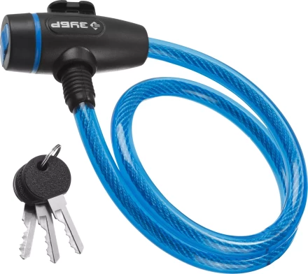 Замок ЗУБР &quot;ПРОФЕССИОНАЛ&quot;, тросовый, 3 ключа в комплекте, длина троса 650мм, d 10мм 37261-65_z01 купить в Сургуте