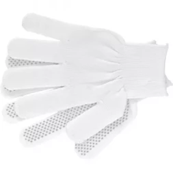 Перчатки нейлон ПВХ точка 13 класс белые L 67825