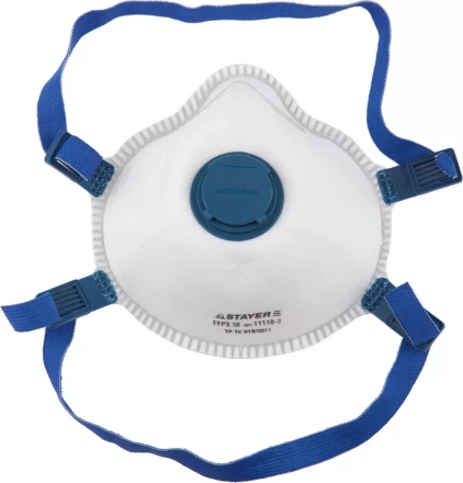 Полумаска фильтрующая STAYER &quot;PROFI&quot; коническая, с клапаном, многослойная, класс защиты FFP3 11110-3 купить в Сургуте