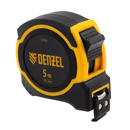 РулеткаDenzel 5м х 19мм, двухкомп. корпус, магнитный обрезиненный зацеп, 31531 купить в Сургуте