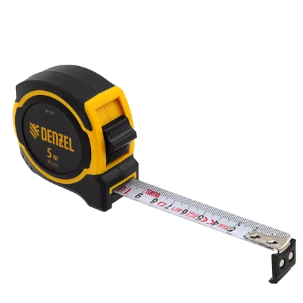РулеткаDenzel 5м х 19мм, двухкомп. корпус, магнитный обрезиненный зацеп, 31531 купить в Сургуте