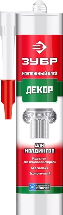 Монтажный клей для молдингов ЗУБР ЭКСПЕРТ 300 мл белый 41337 купить в Сургуте
