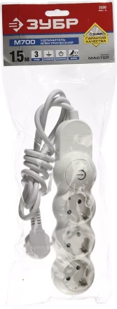 Удлинители электрические М700 3 гнезда с кнопкой серия МАСТЕР купить в Сургуте