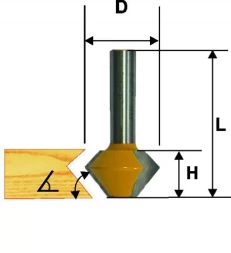 Фреза кромочная конусная Ф381Х222 мм 45° хвостовик 12 мм 46371