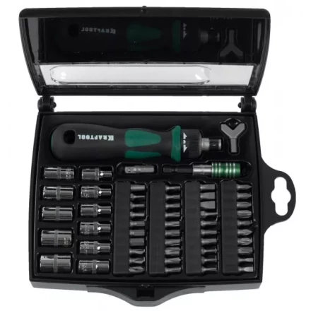 Отвертка KRAFTOOL &quot;EXPERT&quot;, реверсивная, с битами, 55шт 25554-H55 купить в Сургуте