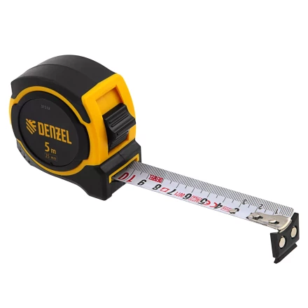 Рулетка Denzel 5м х 25мм, двухкомп. корпус, магнитный обрезиненный зацеп, 31532 купить в Сургуте