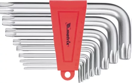 Набор ключей шестигранных имбусовых TORX, 9 шт: T10-T50,  CrV, короткие, сатин  MATRIX 12305 купить в Сургуте