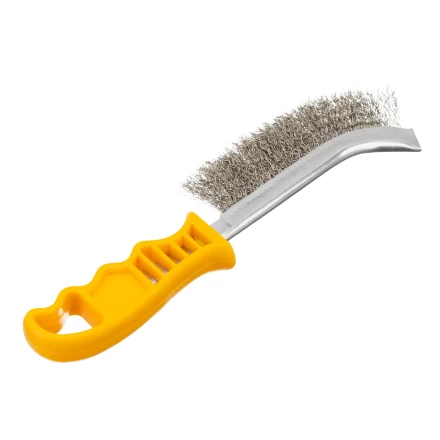 Щетка металлическая с пластмассовой ручкой, нержавеющая проволока Denzel 748287 купить в Сургуте