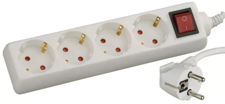 Удлинитель СВЕТОЗАР электрический с заземлением, выключателем, с защитными шторками, евро, 4 гнезда,2м SV-55045-2 купить в Сургуте