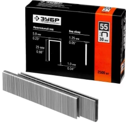 Скобы тип 55, 30 мм, особотвердые, ЗУБР "ПРОФЕССИОНАЛ" 31855-30, 2500 шт 31855-30