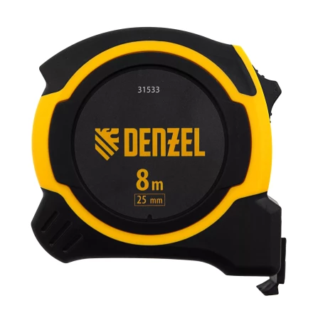 Рулетка Denzel 8м х 25мм, двухкомп. корпус, магнитный обрезиненный зацеп, 31533 купить в Сургуте