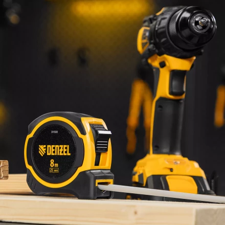 Рулетка Denzel 8м х 25мм, двухкомп. корпус, магнитный обрезиненный зацеп, 31533 купить в Сургуте