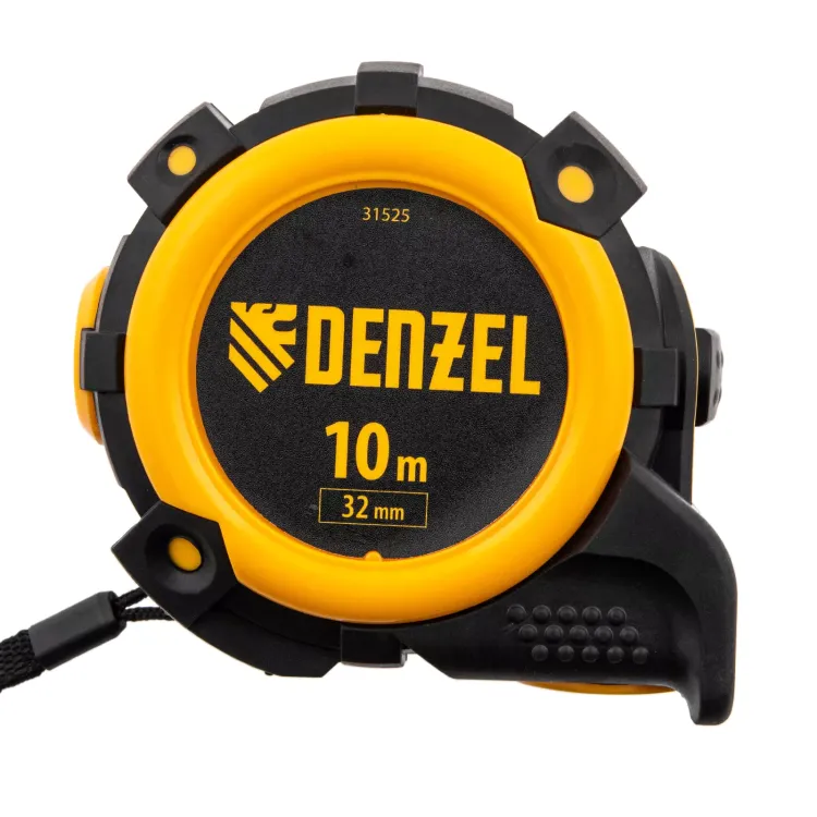 Рулетка Denzel 10м х 32мм, автоматич. фиксац., нейлон. покрытие, магнит. зацеп, двухстор. разметка, 31525 купить в Сургуте