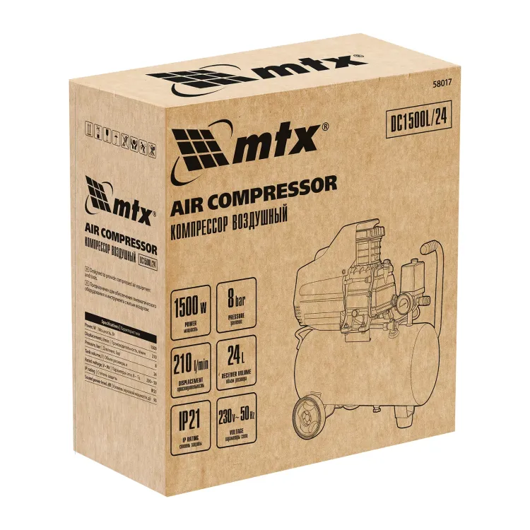 Компрессор воздушный MTX DC1500L/24, 1,5 кВт, 24 л, 210 л/мин 58017 купить в Сургуте