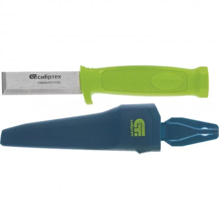 Нож-стамеска с чехлом 195мм лезвие - 75 мм Сибртех 79018 купить в Сургуте