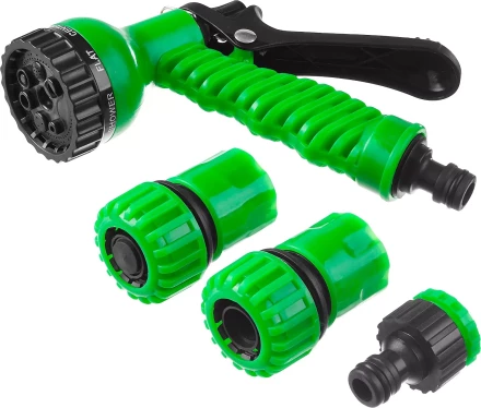 Набор поливочный РОСТОК: Распылитель пистолетный 7 поз., 2 соединителя 3/4&quot;, адаптер внешний 427369 купить в Сургуте