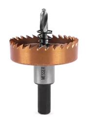 HSS-TiN коронка MESSER 48мм с центр. сверлом и толкающей пружиной для  лист. материала  до 2 мм ц/х