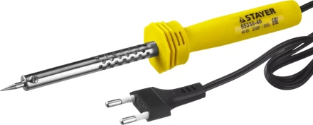 Паяльник STAYER &quot;STANDARD&quot; с пластмассовой рукояткой и долговечным жалом, 40 Вт, конус 55330-40 купить в Сургуте