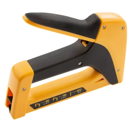 Степлер мебельный, пластиковый корпус, тип скобы: 13, 53, 300, 6-14 мм, Denzel 40210 купить в Сургуте