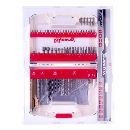 Набор сверл комбинированный по металлу 1-6,5 мм бетону 4-8 мм дереву 4-10 мм перки биты 20 шт адаптер головки 2 шт зенковка 50 предметов Pro Matrix 725650 купить в Сургуте