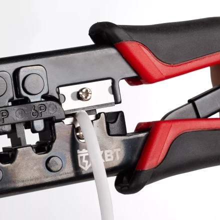 Кримпер многофункциональный КВТ JT-02 с 2 встроенными модулями для обжима RJ-45, RJ-12, RJ-11 (84626) купить в Сургуте