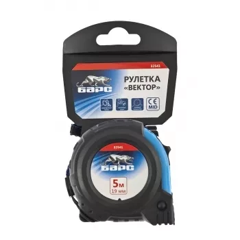 Рулетка Вектор 5 м х 19 мм, утолщенное полотно, магнитный зацеп, обрезиненный корпус  БАРС 32541 купить в Сургуте
