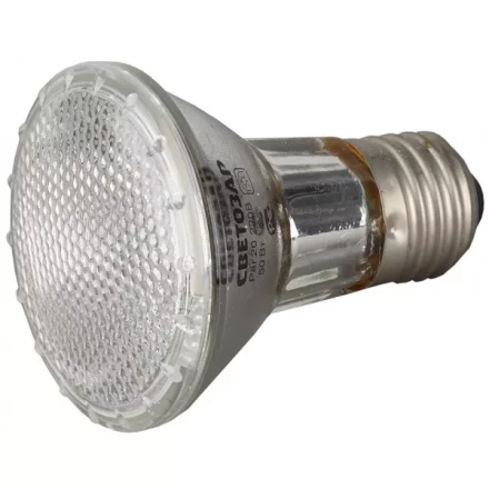 Лампа галогенная СВЕТОЗАР с защитным стеклом, цоколь E27, диаметр 65мм, 50Вт, 220В SV-44855 купить в Сургуте