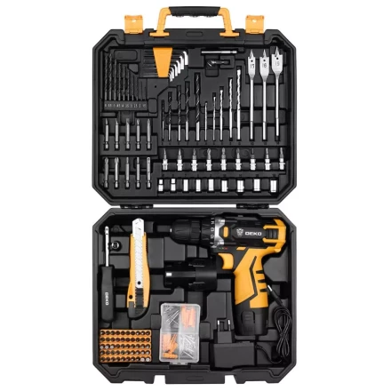 Дрель аккумуляторная DEKO DKCD12FU-Li, 063-4139 + набор 193 аксессуара купить в Сургуте