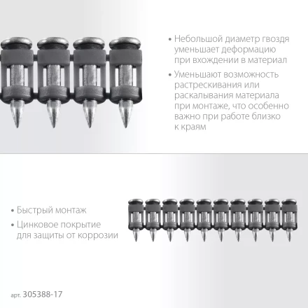 ЗУБР CN 17 х 2.7 мм, гвозди по бетону оцинкованные, 1000 шт (305388-17) купить в Сургуте